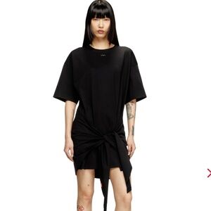 NWT Diesel D-Eivor Mini Shirt Dress With Tie Front Black Size Small